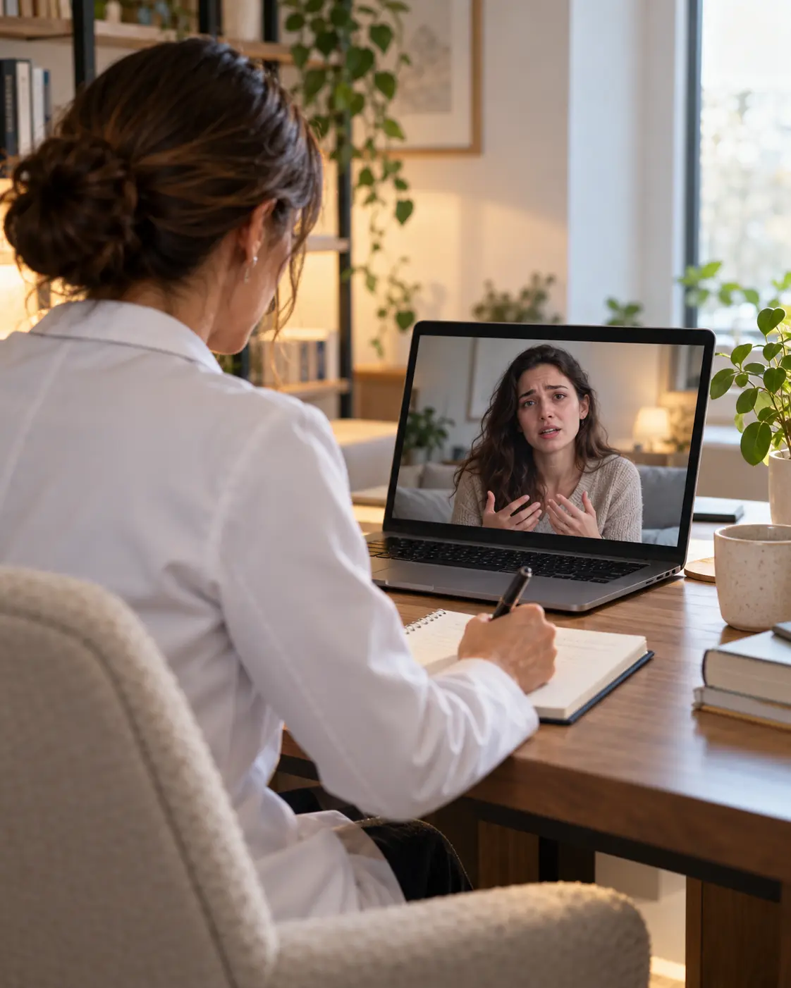 Sessão de psicoterapia online por videochamada