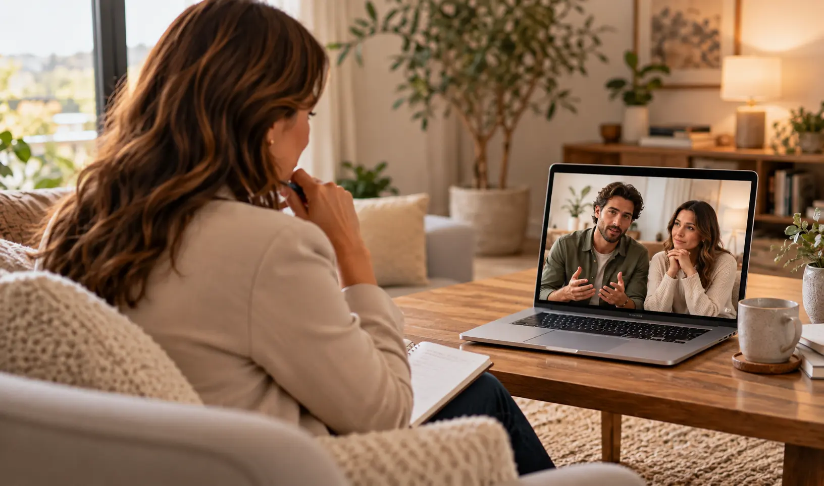 Sessão de terapia de casal online por videochamada